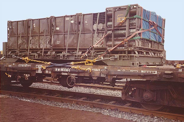 Load lashed to wagon